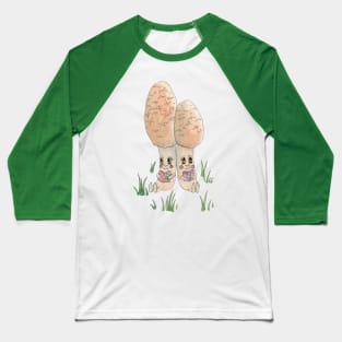 Cute Watercolor Mushroom Reading a Book 6 Baseball T-Shirt